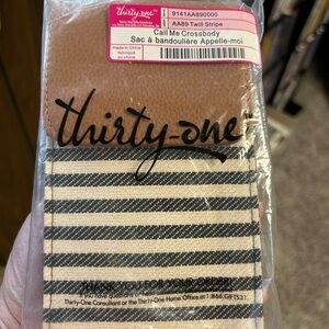 Thirty-One Tan and Black Striped Crossbody